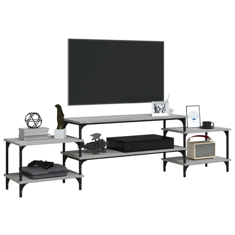 Meuble TV sonoma gris 197x35x52 cm Bois d'ingénierie - 4
