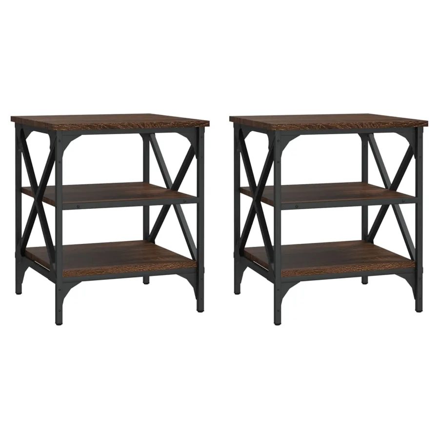 Tables d'appoint 2 pcs Chêne marron 40x42x50 cm Bois ingénierie - 2