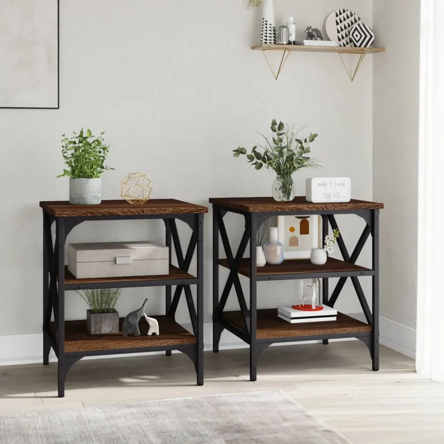 Tables d'appoint 2 pcs Chêne marron 40x42x50 cm Bois ingénierie - 3