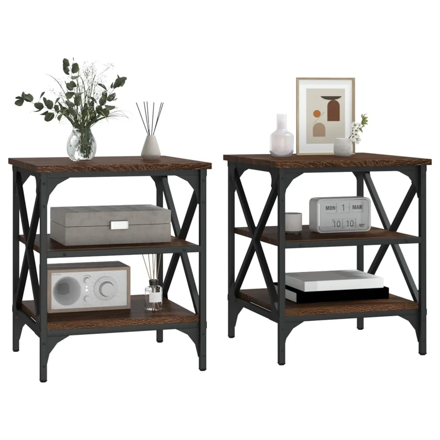 Tables d'appoint 2 pcs Chêne marron 40x42x50 cm Bois ingénierie - 4