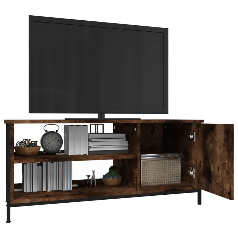 Meuble TV chêne fumé 100x40x45 cm bois d'ingénierie - 4