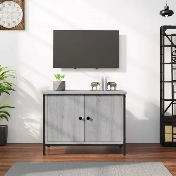 Meuble TV avec portes sonoma gris 60x35x45 cm bois d'ingénierie