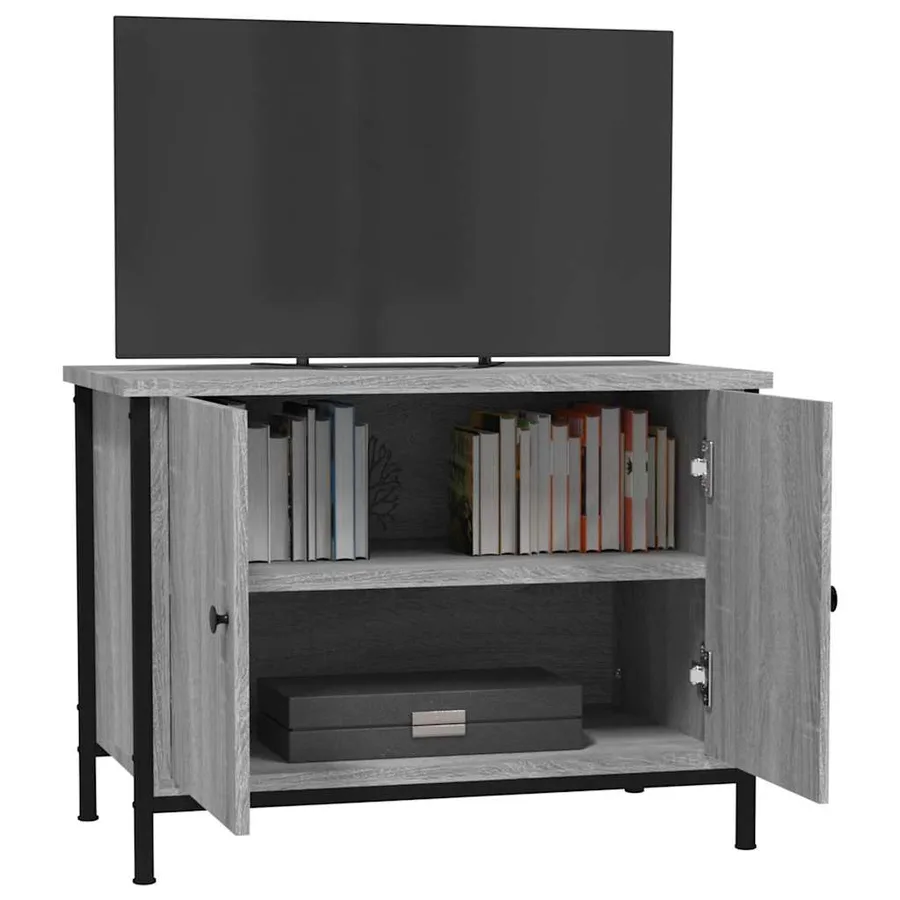 Meuble TV avec portes sonoma gris 60x35x45 cm bois d'ingénierie - 4
