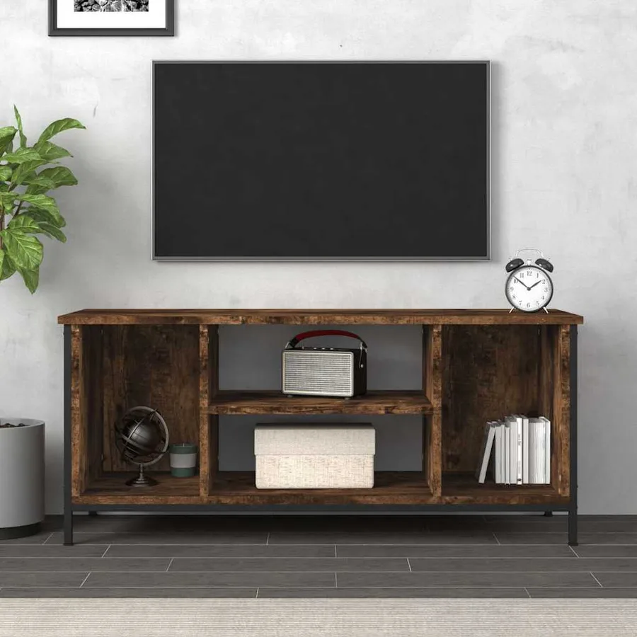 Meuble TV chêne fumé 102x35x45 cm bois d'ingénierie - 3