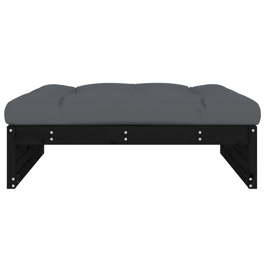 Repose-pied de jardin 120x80 cm noir bois de pin massif - 3