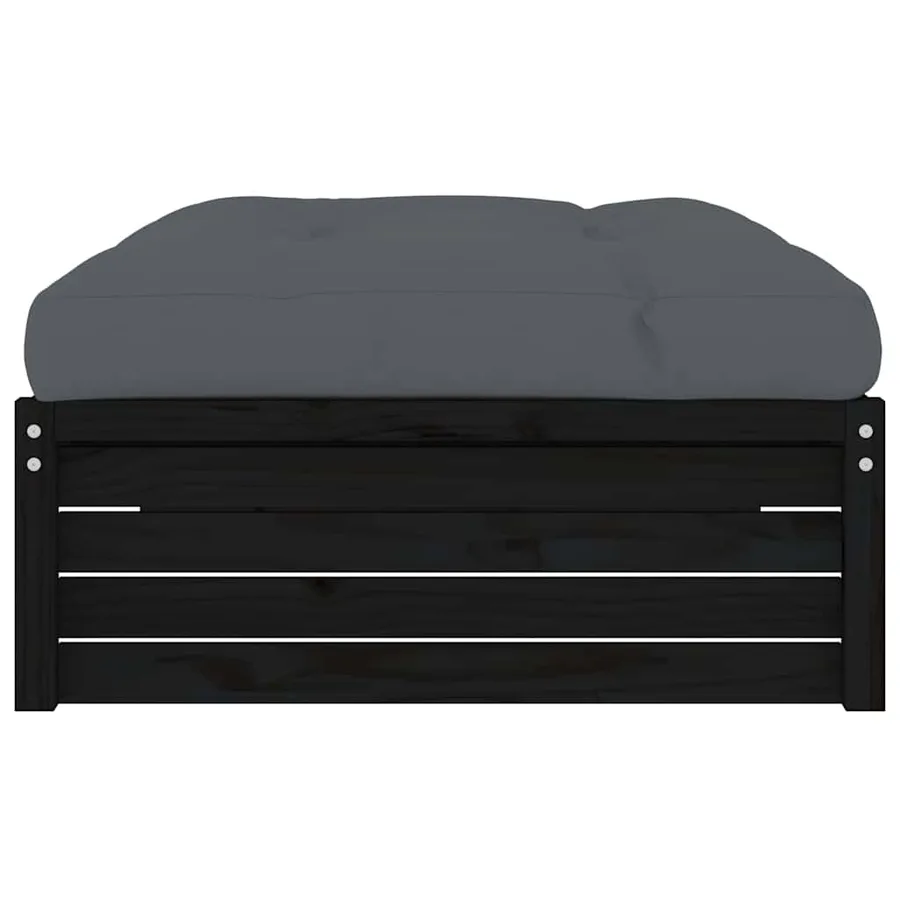 Repose-pied de jardin 120x80 cm noir bois de pin massif - 5
