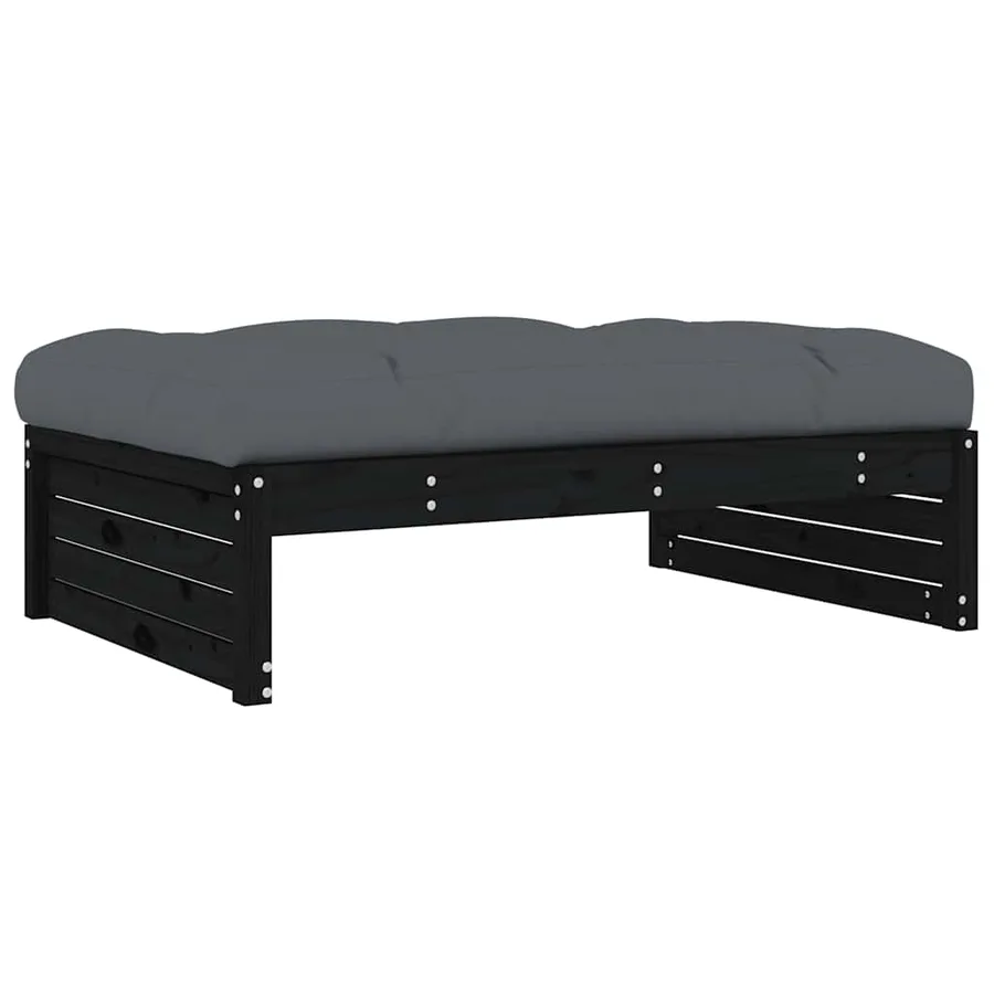 Repose-pied de jardin 120x80 cm noir bois de pin massif - 6