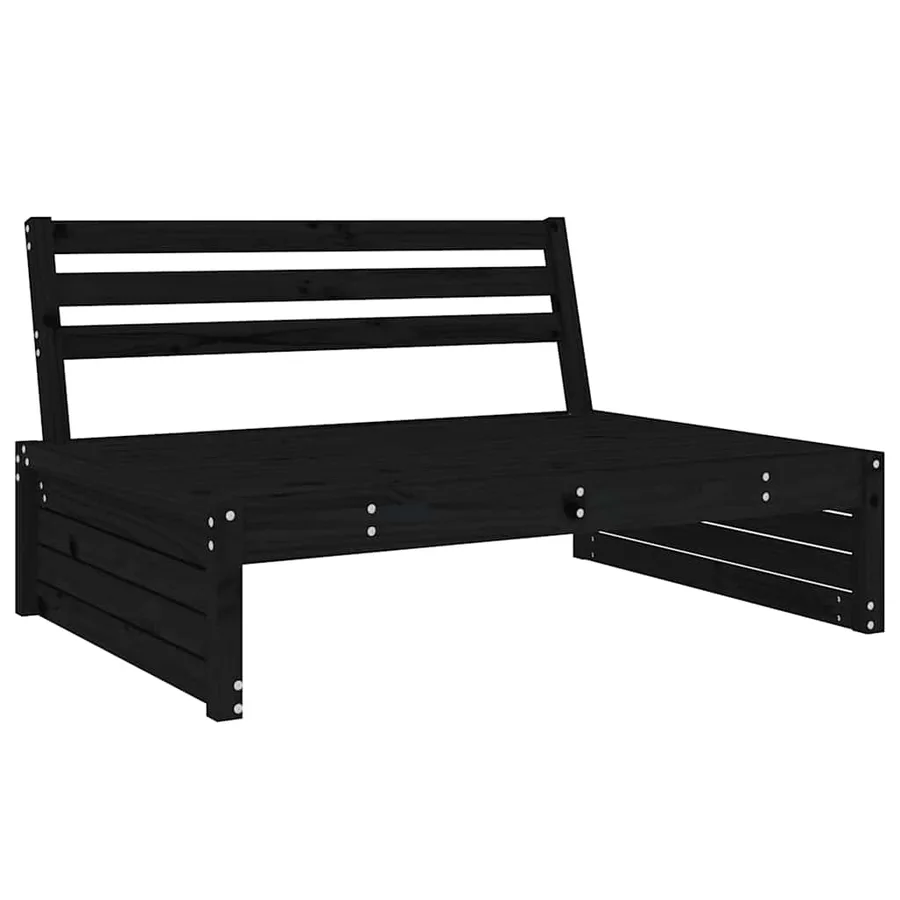 Canapé central 120x80 cm noir bois de pin massif - 4