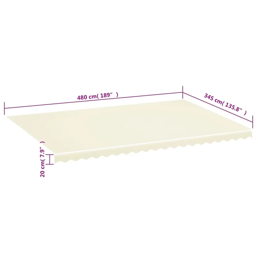 Tissu de remplacement pour auvent couleur crème 5x3,5 m polyester - 6