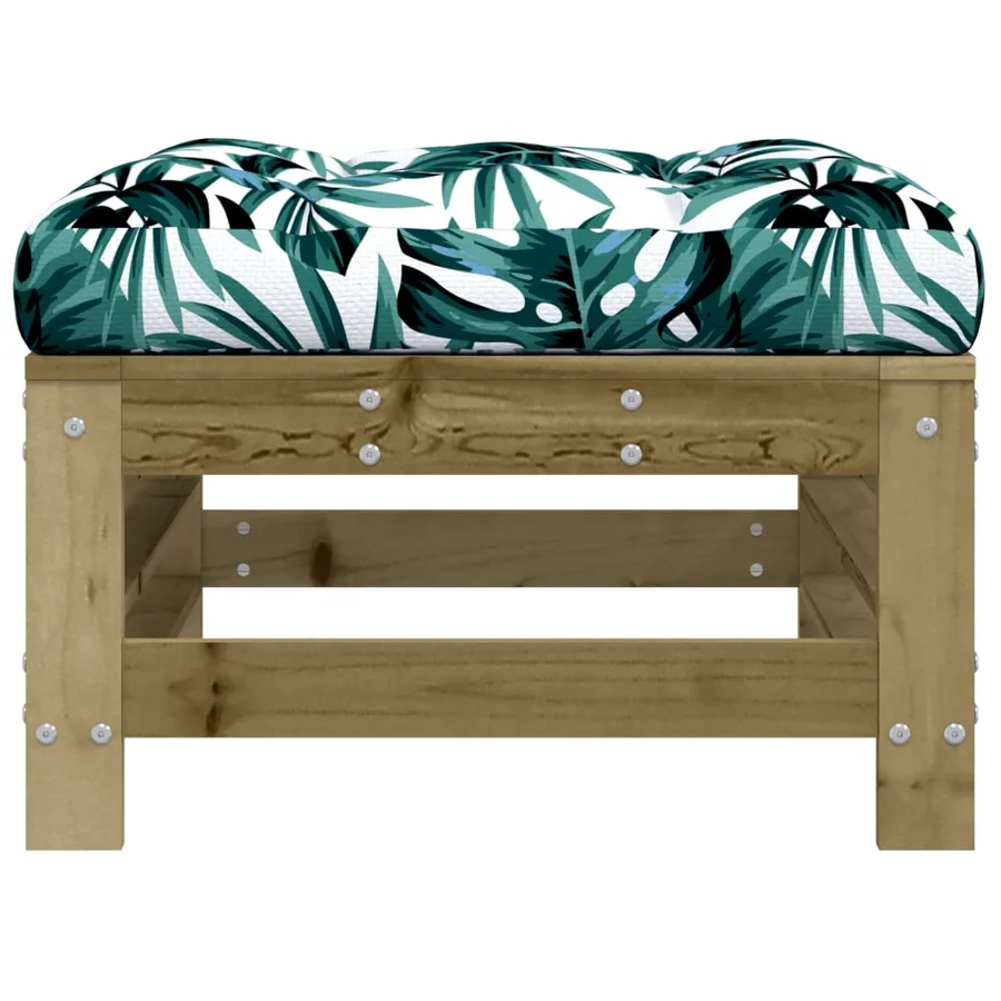 Repose-pied de jardin avec coussin bois de pin imprégné - 3