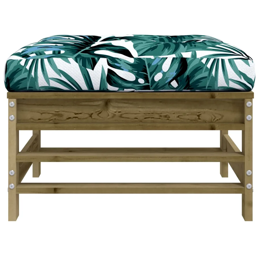 Repose-pied de jardin avec coussin bois de pin imprégné - 6