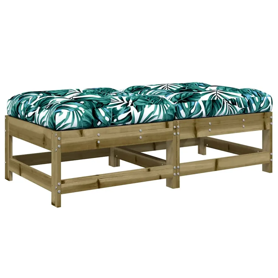 Repose-pieds de jardin et coussins lot de 2 bois pin imprégné - 2
