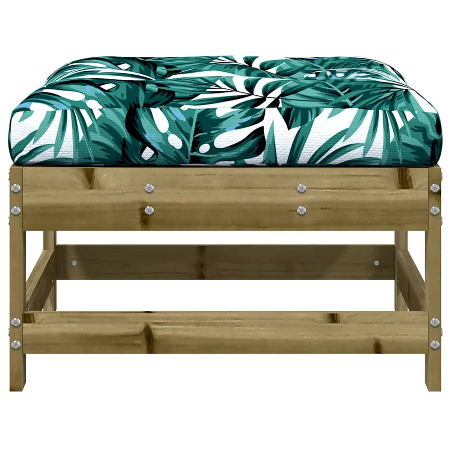 Repose-pieds de jardin et coussins lot de 2 bois pin imprégné - 5