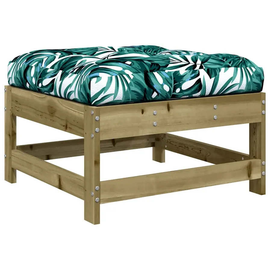 Repose-pieds de jardin et coussins lot de 2 bois pin imprégné - 6