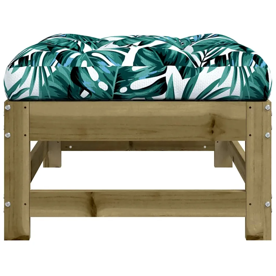 Repose-pieds de jardin et coussins lot de 2 bois pin imprégné - 7