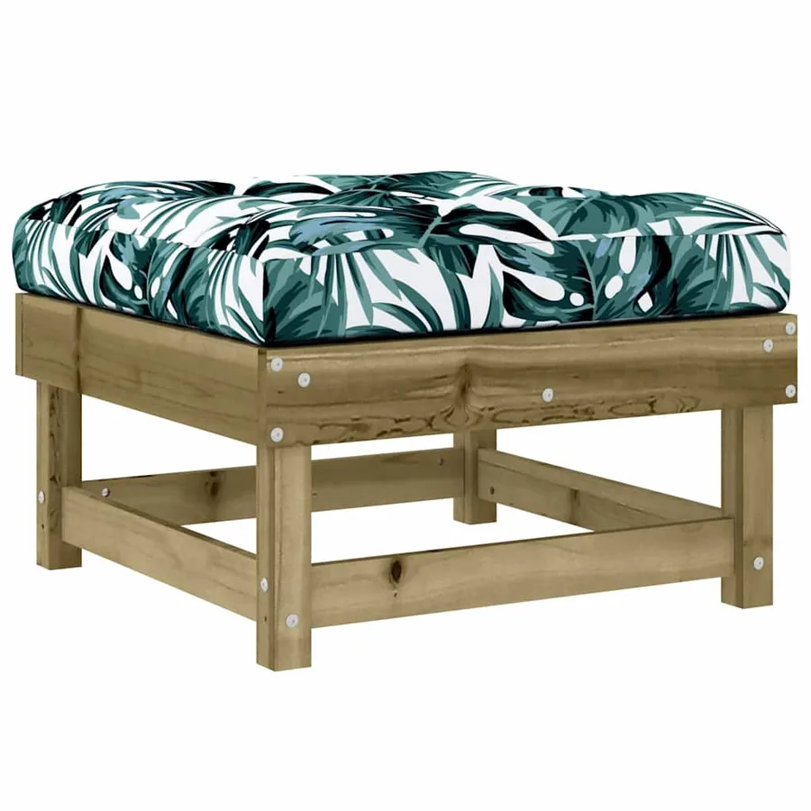 Repose-pieds de jardin et coussins lot de 2 bois pin imprégné - 7