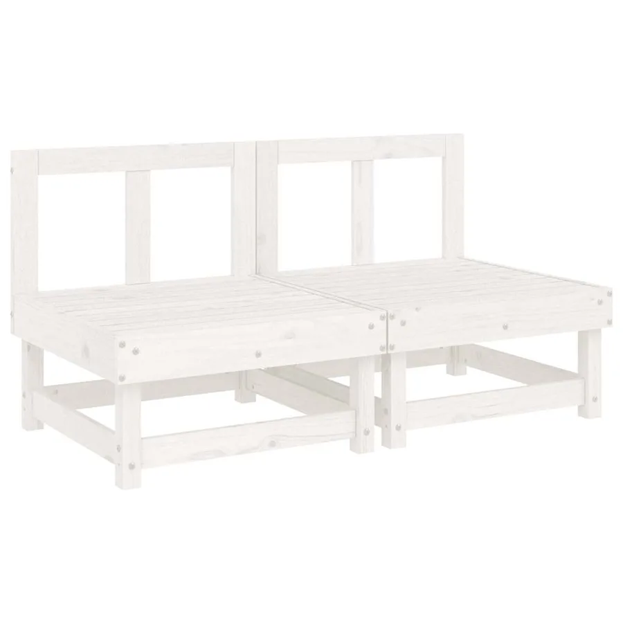 Canapés centraux avec coussins 2 pcs blanc bois de pin massif - 3