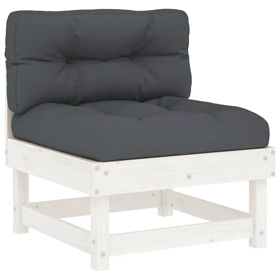 Canapés centraux avec coussins 2 pcs blanc bois de pin massif - 4