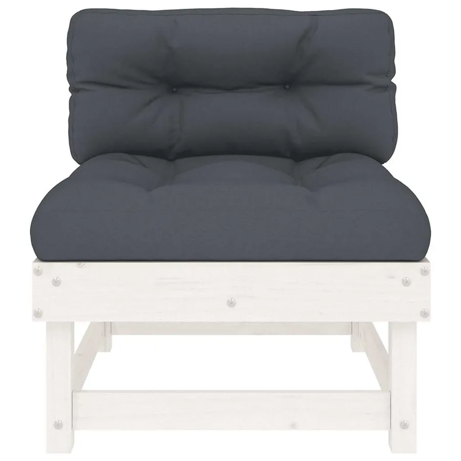 Canapés centraux avec coussins 2 pcs blanc bois de pin massif - 5