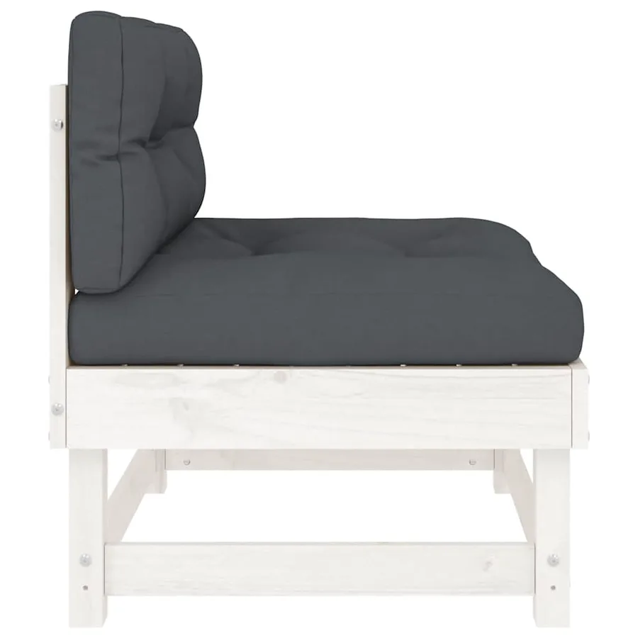 Canapés centraux avec coussins 2 pcs blanc bois de pin massif - 6