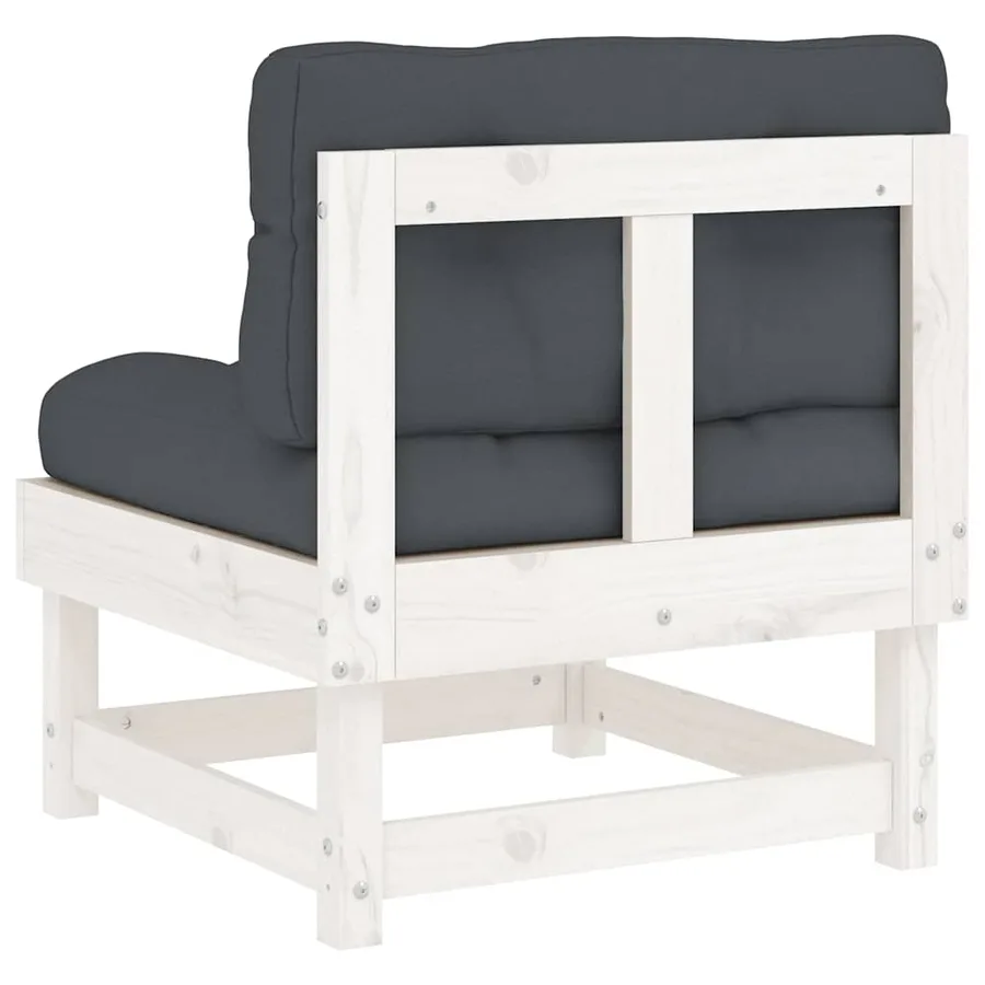 Canapés centraux avec coussins 2 pcs blanc bois de pin massif - 7