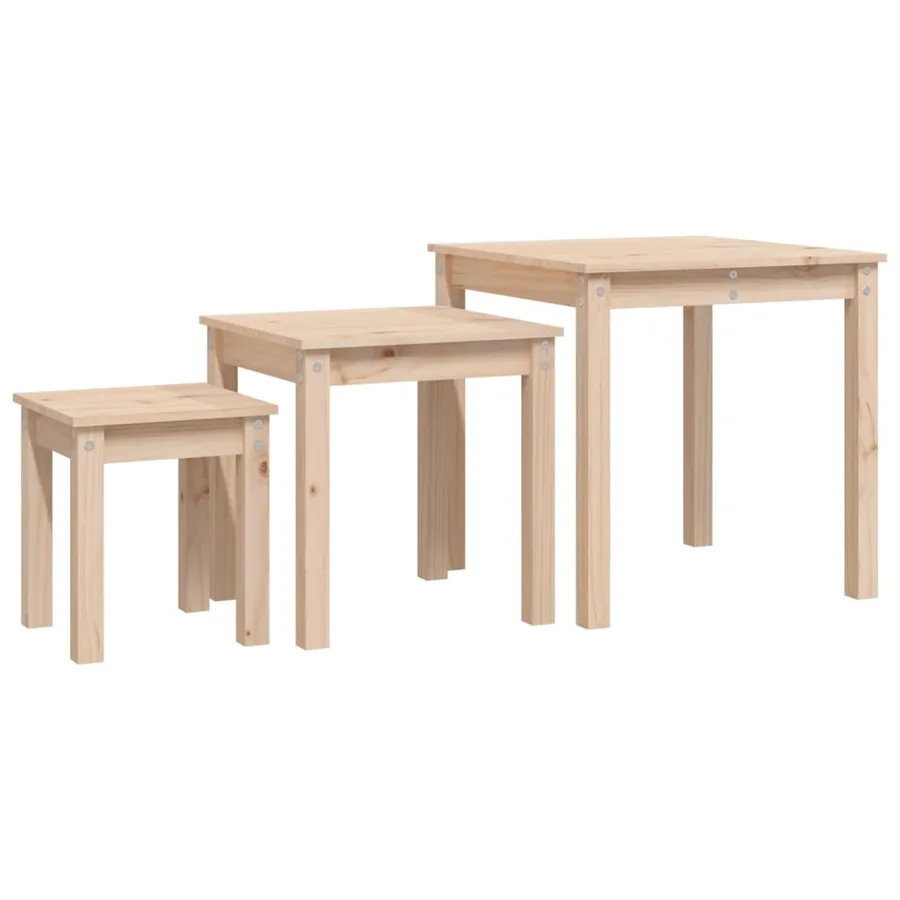 Tables gigognes 3 pcs Bois de pin massif - 2