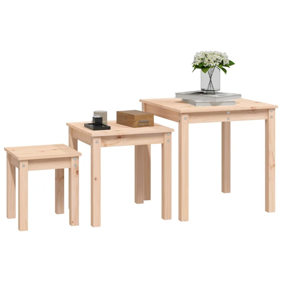 Tables gigognes 3 pcs Bois de pin massif - 4