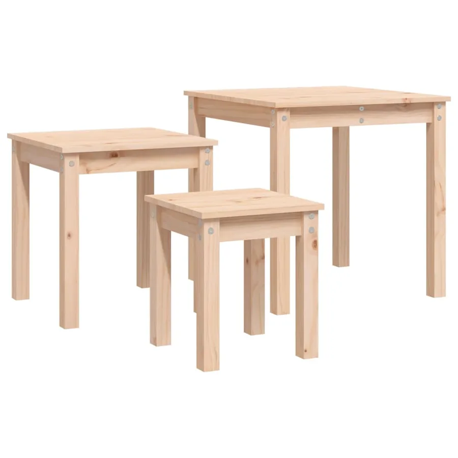 Tables gigognes 3 pcs Bois de pin massif - 6