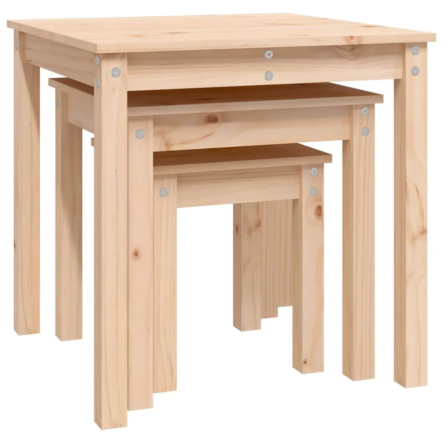 Tables gigognes 3 pcs Bois de pin massif - 7