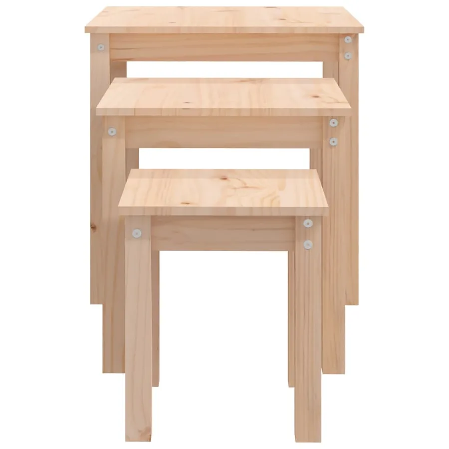 Tables gigognes 3 pcs Bois de pin massif - 8