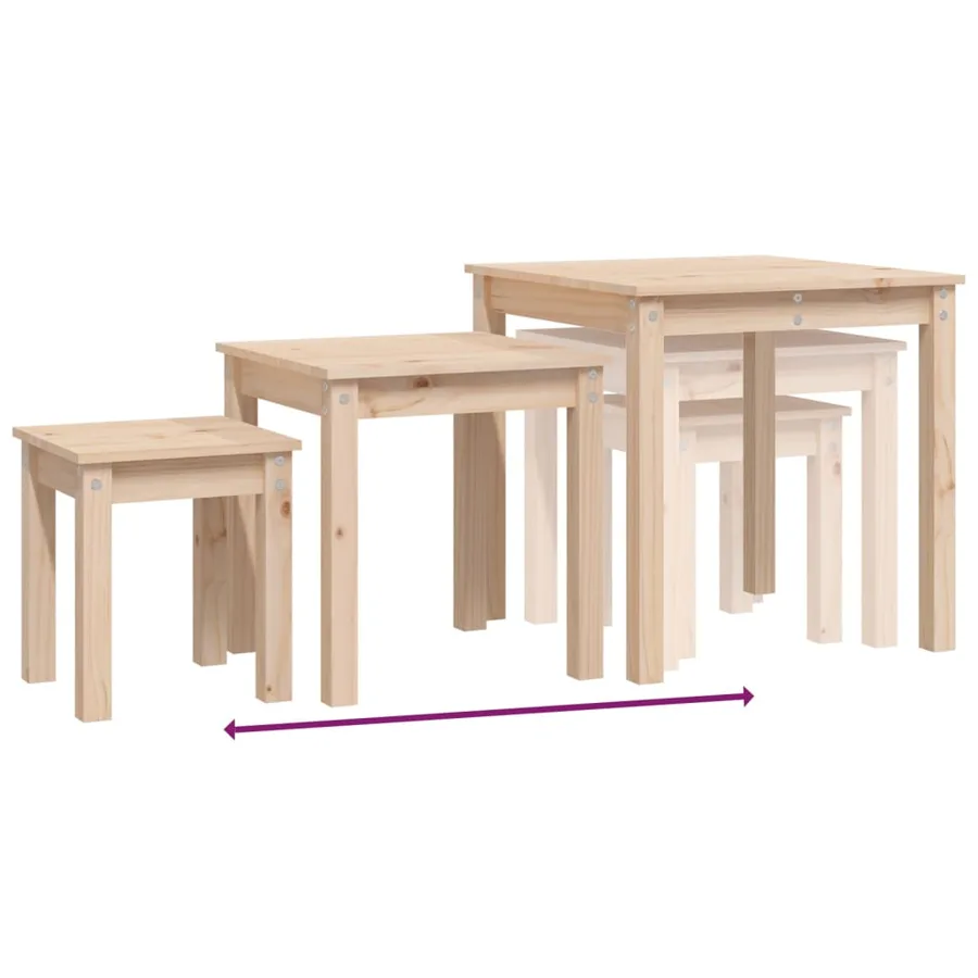 Tables gigognes 3 pcs Bois de pin massif - 9