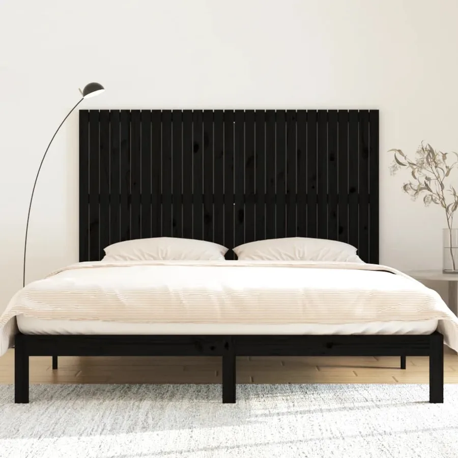 Tête de lit murale Noir 185x3x110 cm Bois massif de pin - 3