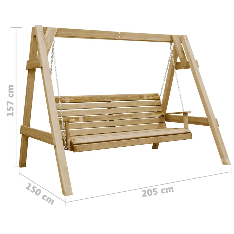 Balancelle de jardin bois de pin imprégné 205x150x157 cm - 5
