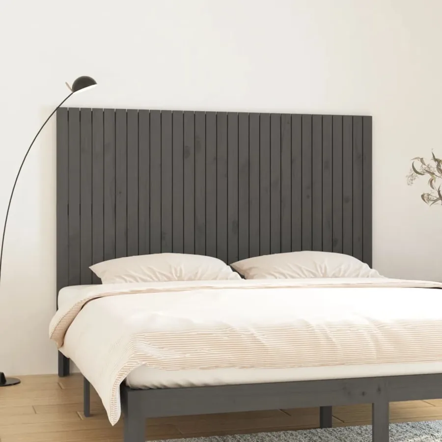 Tête de lit murale Gris 185x3x110 cm Bois massif de pin