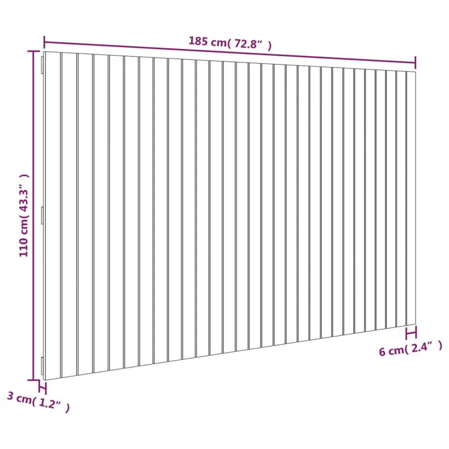 Tête de lit murale Gris 185x3x110 cm Bois massif de pin - 8