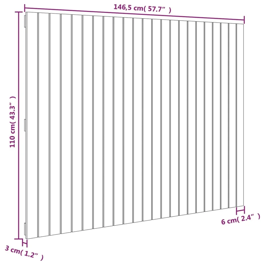 Tête de lit murale Blanc 146,5x3x110 cm Bois massif de pin - 8