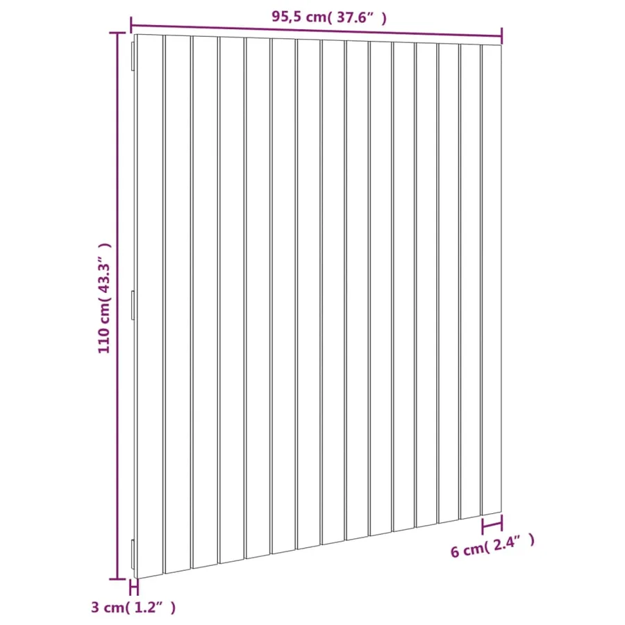 Tête de lit murale 95,5x3x110 cm Bois massif de pin - 8