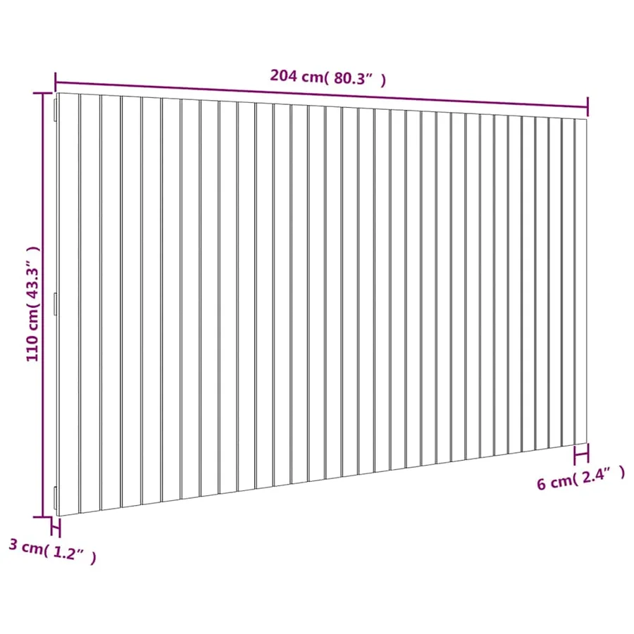 Tête de lit murale Marron miel 204x3x110 cm Bois massif de pin - 8