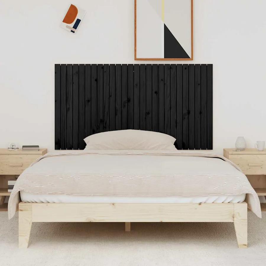 Tête de lit murale Noir 166x3x90 cm Bois massif de pin - 3