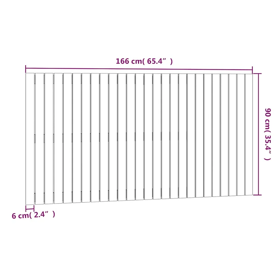 Tête de lit murale Noir 166x3x90 cm Bois massif de pin - 8