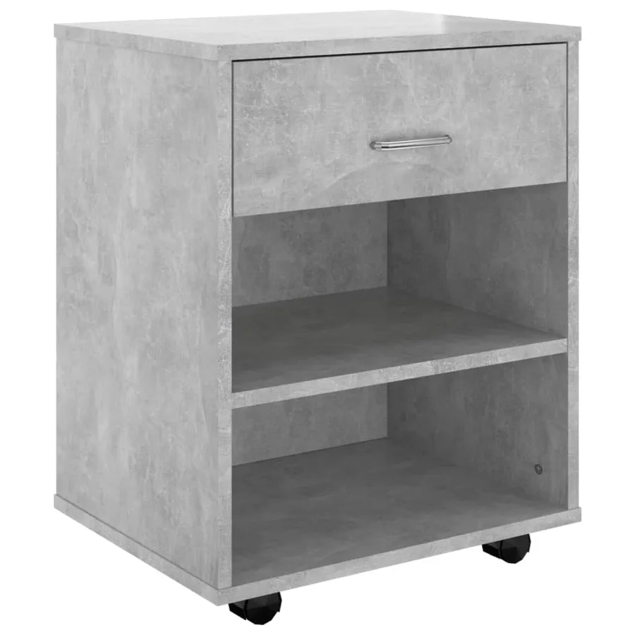 Armoire à roulettes Gris béton 46x36x59 cm Bois d’ingénierie - 2