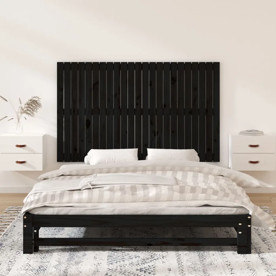 Tête de lit murale Noir 147x3x90 cm Bois massif de pin - 3