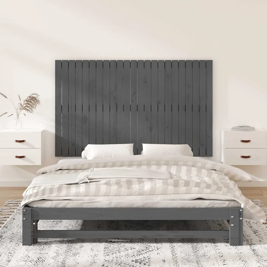 Tête de lit murale Gris 147x3x90 cm Bois massif de pin - 3