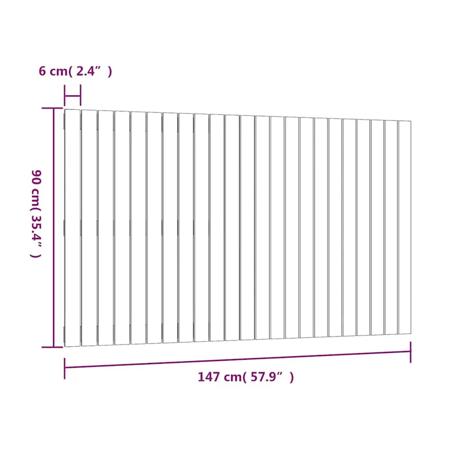 Tête de lit murale Gris 147x3x90 cm Bois massif de pin - 8