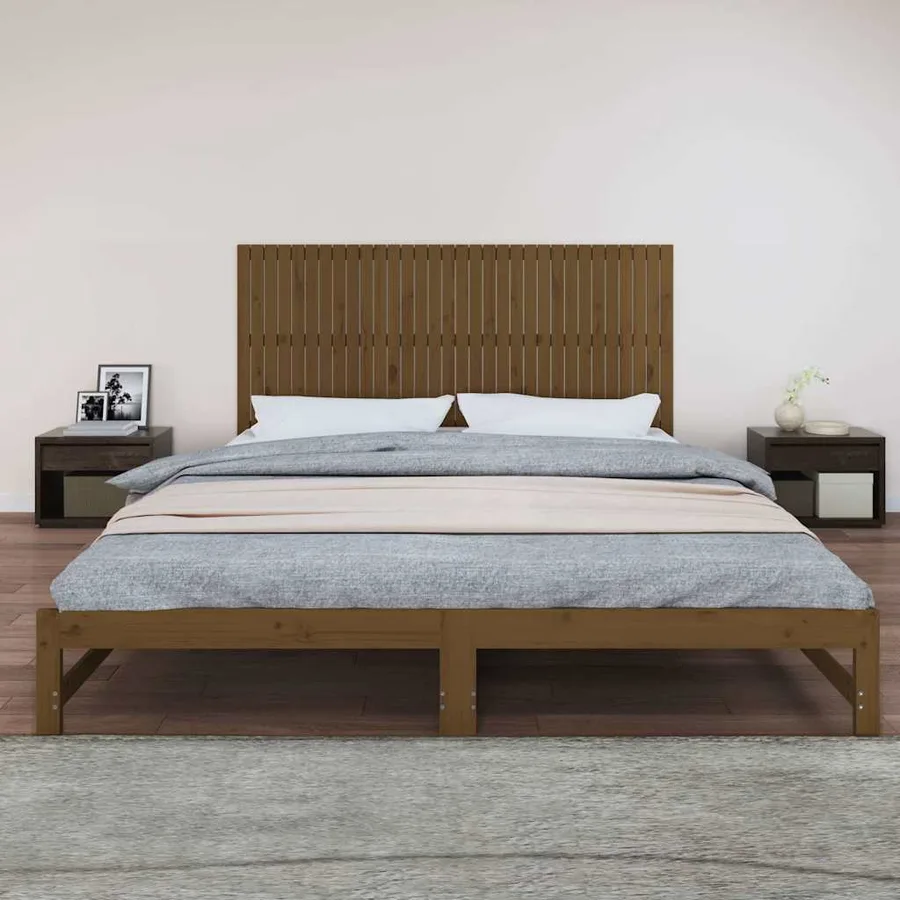 Tête de lit murale Marron miel 204x3x90 cm Bois massif de pin - 3