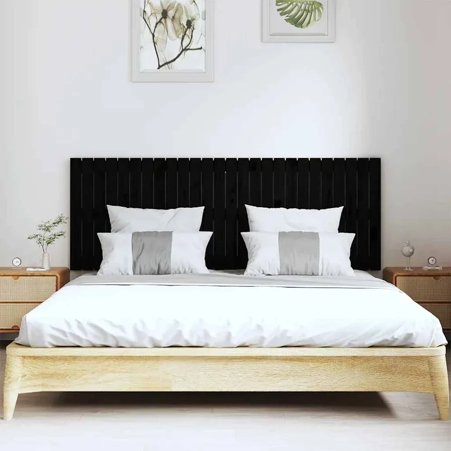 Tête de lit murale Noir 166x3x60 cm Bois massif de pin - 3