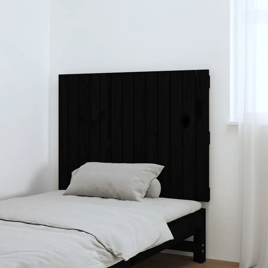 Tête de lit murale Noir 82,5x3x60 cm Bois massif de pin - 3