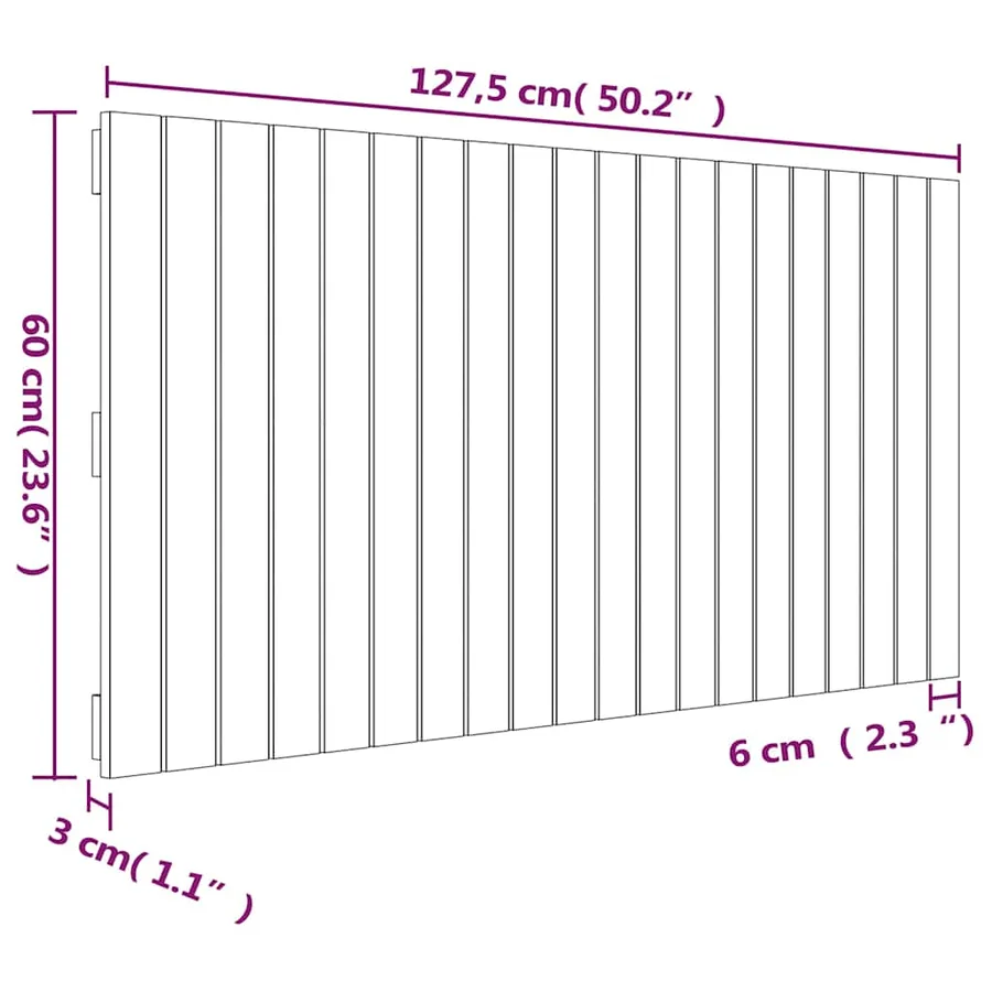 Tête de lit murale Marron miel 127,5x3x60 cm Bois massif de pin - 8
