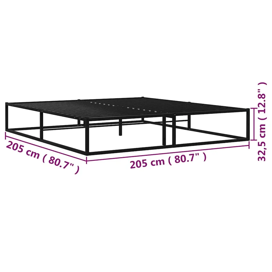 Cadre de lit sans matelas noir métal 200x200 cm - 7