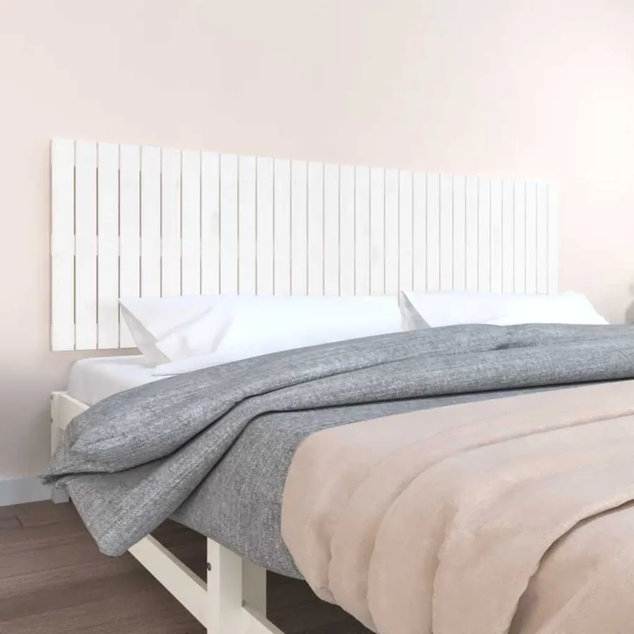 Tête de lit murale Blanc 204x3x60 cm Bois massif de pin